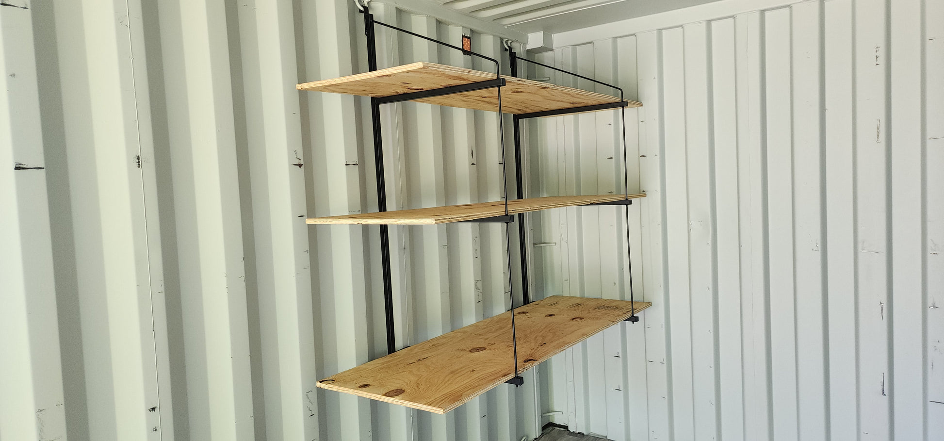 6-Foot Shelving 3 Tier (2 Supports) - 36sq ft - The supports are welded so no assembly required other than laying the 3/4 plywood in place.